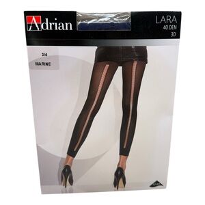 Adrian Ilash Lara Sheer Design Pantyhose 40 Denier Size M/L Footless Navy